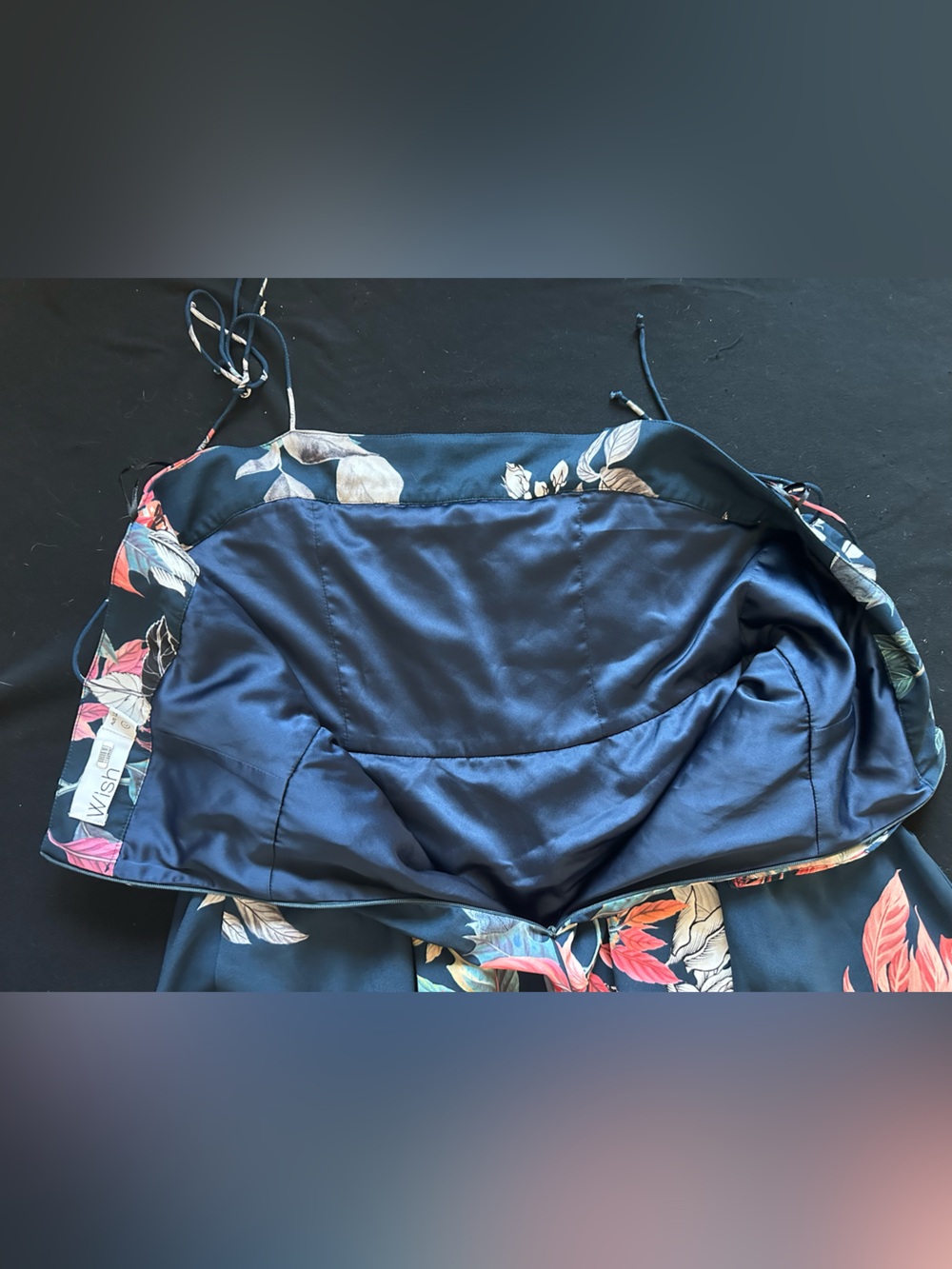 Wish Australia Nordstroms Navy Floral Spaghetti Strap dress Large AU 14 - Picture 11 of 16